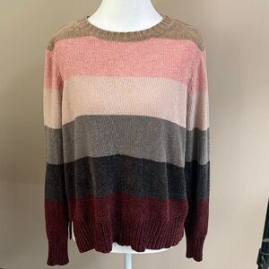 Lisa Todd Striped Multicolor Chenille Long Sleeve Sweater. Size Medium